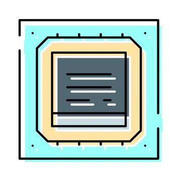 Computer processor chip illustrating technology and hardware development Illustrazione stock