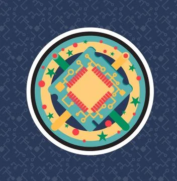 Computer Processor Chip 스톡 일러스트