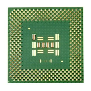 Computer processor chip isolated on white background. 写真素材