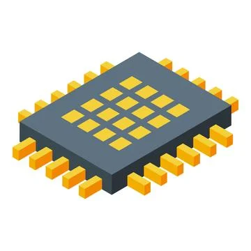 Computer processor chip isometric showing computing power 스톡 일러스트
