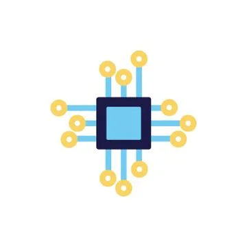 Computer processor chip lineal color style イラスト素材