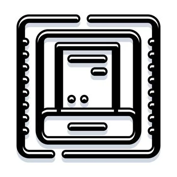 Computer processor chip outline icon technology illustration 스톡 일러스트