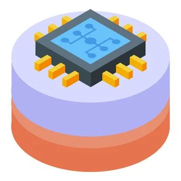 Computer processor chip performing machine learning operations Stock Illustration