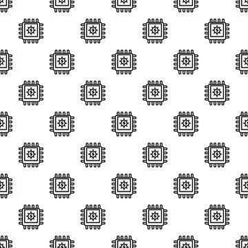 Computer processor chips creating seamless power pattern 스톡 일러스트