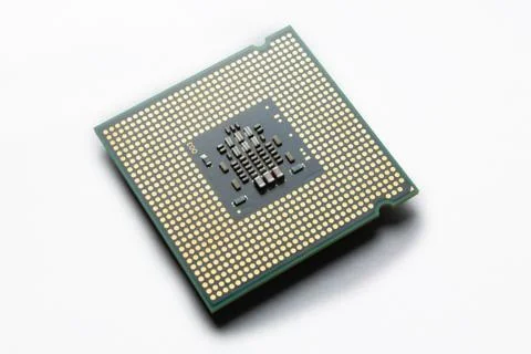 Computer processor close up on white background Stock Photos