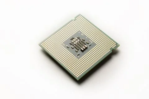 Computer processor close up on white background Stock Photos
