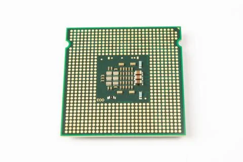 Computer processor close up on white background Stock Photos