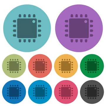 Computer processor color darker flat icons Stock Illustration