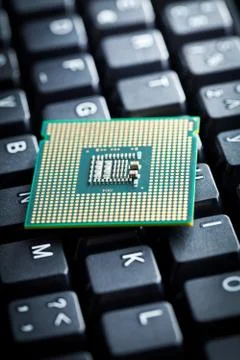 Computer processor on computer keyboard 库存照片