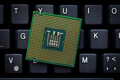 Computer processor on computer keyboard 写真素材