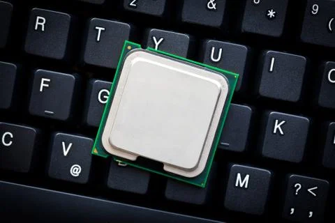 Computer processor on computer keyboard 写真素材