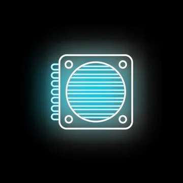 Computer processor cooler circuit board neon icon Stock Illustration