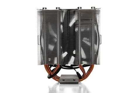 Computer processor cooling cooler on white background. 스톡 사진