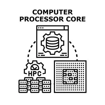 Computer processor core developing high performance computing イラスト素材