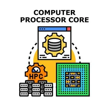 Computer processor core developing high performance computing Stockillustratie