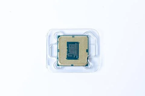 Computer processor CPU  Central processing unit microchip  isolated on white 库存照片