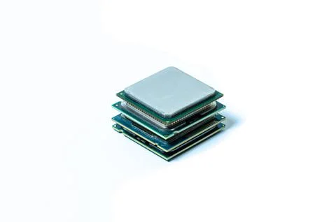 Computer processor CPU  Central processing unit microchip  isolated on white Foto stock