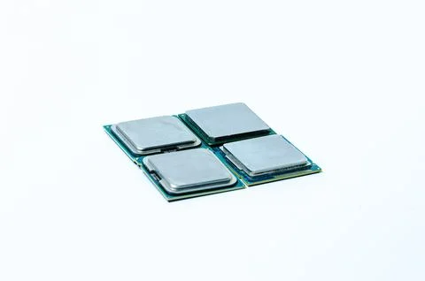 Computer processor CPU  Central processing unit microchip  isolated on white 스톡 사진