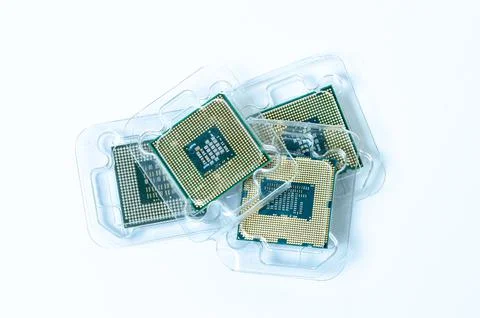 Computer processor CPU  Central processing unit microchip  isolated on white 스톡 사진