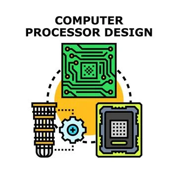 Computer processor design and component engineering process Stock Illustration
