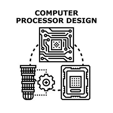 Computer processor design and component engineering process Stock Illustration
