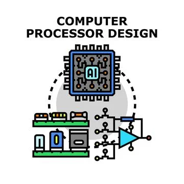 Computer processor design with artificial intelligence circuit Illustration