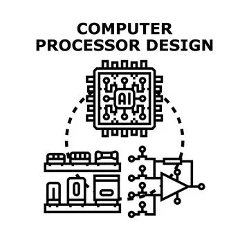 Computer processor design with artificial intelligence circuit 스톡 일러스트