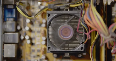 Computer processor fan swich on, then off Stock Footage 154320559