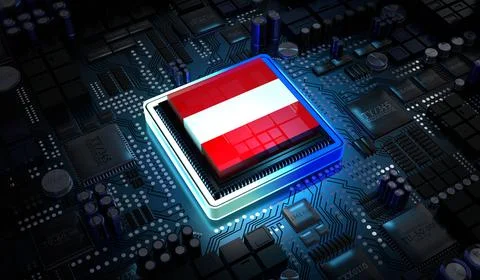 Computer processor with flag of Austria - 3D illustration イラスト素材