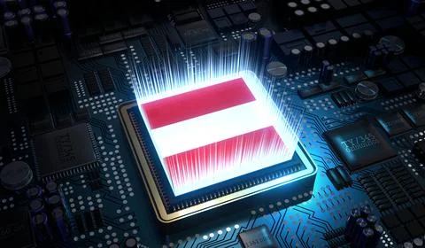 Computer processor with flag of Austria - 3D illustration Stock Illustration