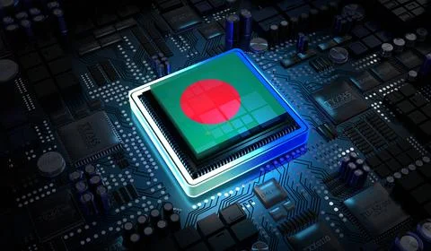 Computer processor with flag of Bangladesh - 3D illustration イラスト素材