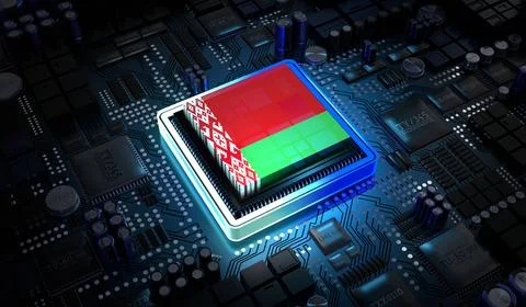 Computer processor with flag of Belarus - 3D illustration イラスト素材