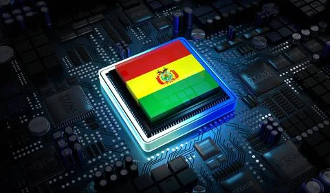 Computer processor with flag of Bolivia - 3D illustration 스톡 일러스트