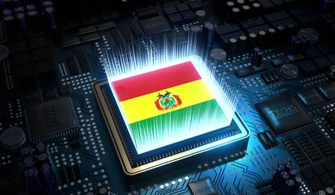 Computer processor with flag of Bolivia - 3D illustration 스톡 일러스트