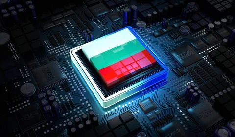 Computer processor with flag of Bulgaria - 3D illustration イラスト素材