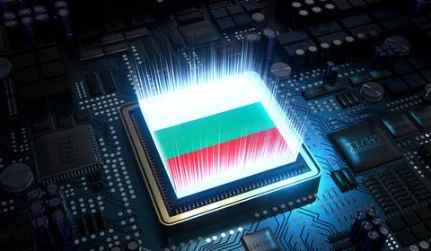 Computer processor with flag of Bulgaria - 3D illustration イラスト素材