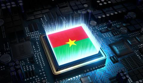 Computer processor with flag of Burkina Faso - 3D illustration イラスト素材