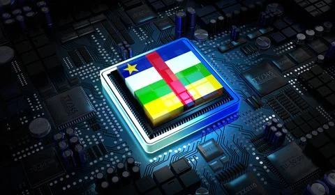 Computer processor with flag of the Central African Republic - 3D illustratio イラスト素材