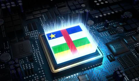Computer processor with flag of the Central African Republic - 3D illustratio Stock Illustration