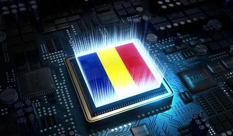 Computer processor with flag of Chad - 3D illustration Stock Illustration