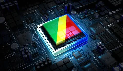 Computer processor with flag of Congo - 3D illustration イラスト素材