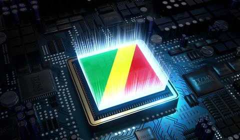 Computer processor with flag of Congo - 3D illustration イラスト素材