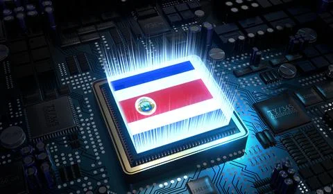 Computer processor with flag of Costa Rica - 3D illustration Stockillustratie