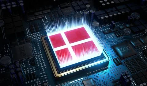 Computer processor with flag of Denmark - 3D illustration Stock Illustration