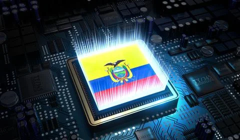 Computer processor with flag of Ecuador - 3D illustration Illustrazione stock
