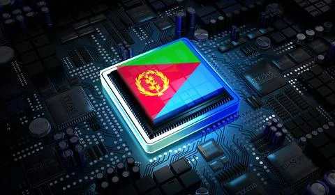 Computer processor with flag of Eritrea - 3D illustration イラスト素材