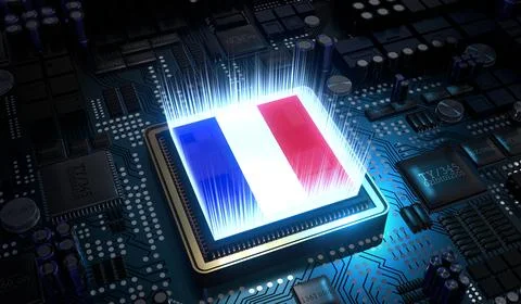 Computer processor with flag of France - 3D illustration Stock Illustration