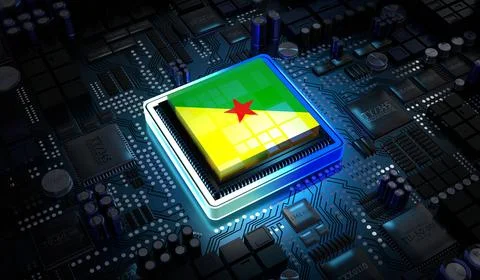 Computer processor with flag of French Guiana - 3D illustration イラスト素材