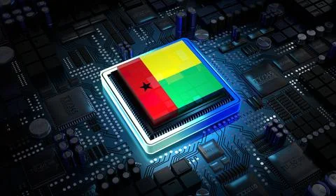 Computer processor with flag of Guinea Bissau - 3D illustration イラスト素材