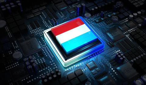Computer processor with flag of Luxembourg - 3D illustration イラスト素材
